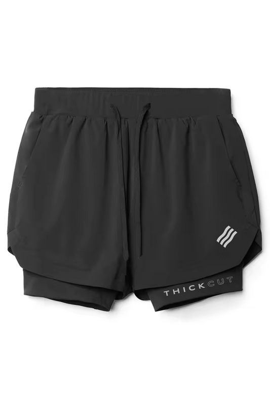 Pantalones cortos de entrenamiento de doble capa (negro)