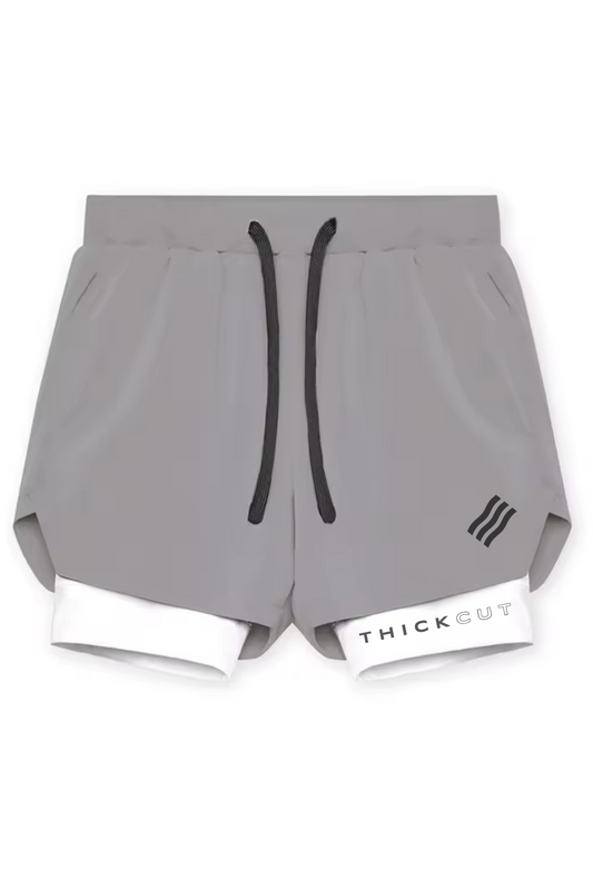 Pantalones cortos de entrenamiento de doble capa (gris)